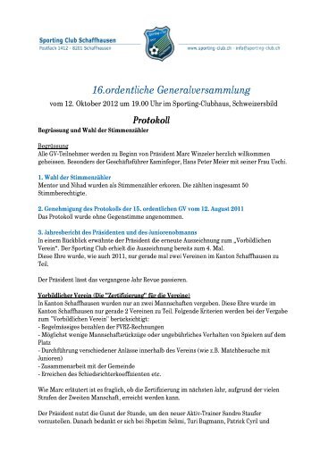 16.ordentliche Generalversammlung - sporting-club.ch