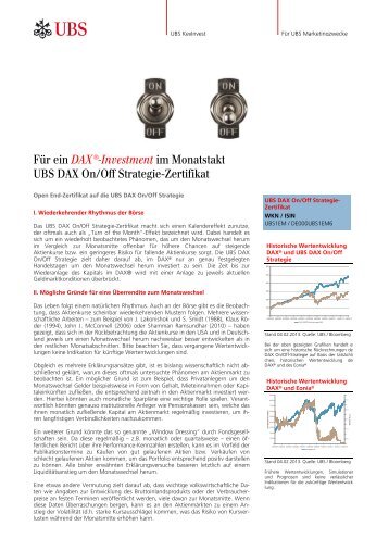 Für ein DAX®-Investment im Monatstakt UBS DAX ... - UBS Keyinvest