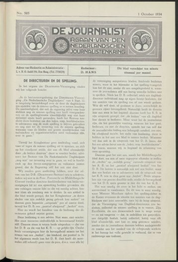 mm No. 505 1 October 1934 DE DIRECTEUREN EN DE SPELLING.