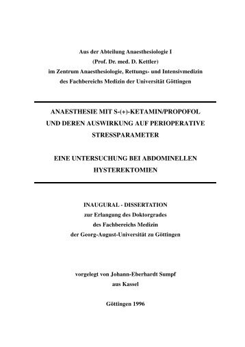 (+)-ketamin/propofol und deren auswirkung auf ... - Med-muenden.de