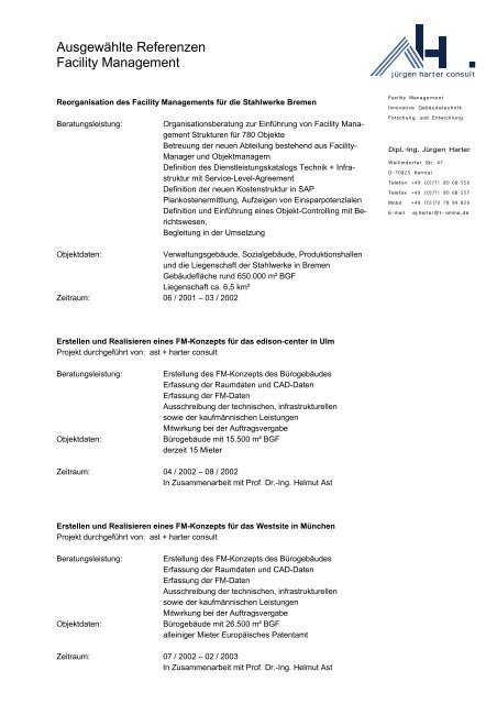 Referenten Facility-Management - Juergen Harter Consult