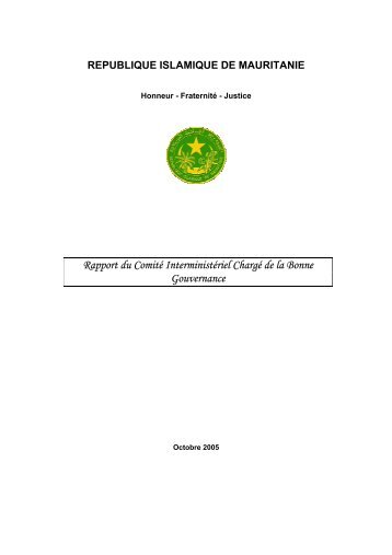 Rapport du Comité Interministériel Chargé de la Bonne Gouvernance