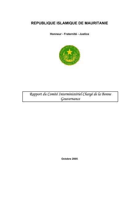 Rapport du Comité Interministériel Chargé de la Bonne Gouvernance