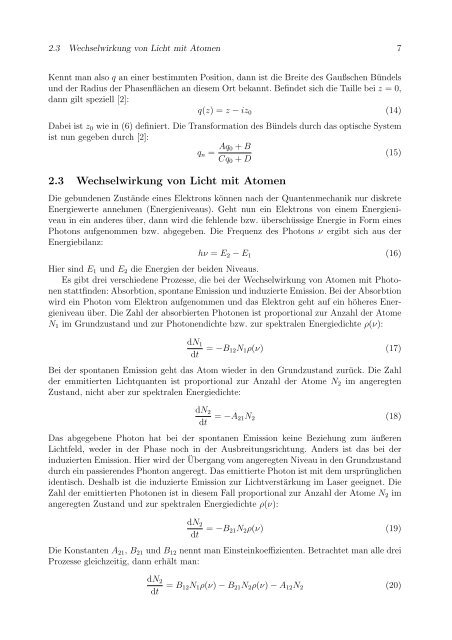 Protokoll zum Versuch Gaslaser