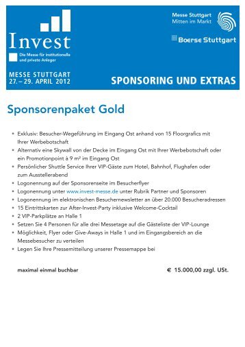 Sponsorenpaket Gold - Messe Stuttgart