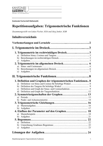 Repetitionsaufgaben: Trigonometrische Funktionen