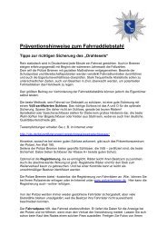Präventionshinweise zum Fahrraddiebstahl (PDF) - Polizei Bremen
