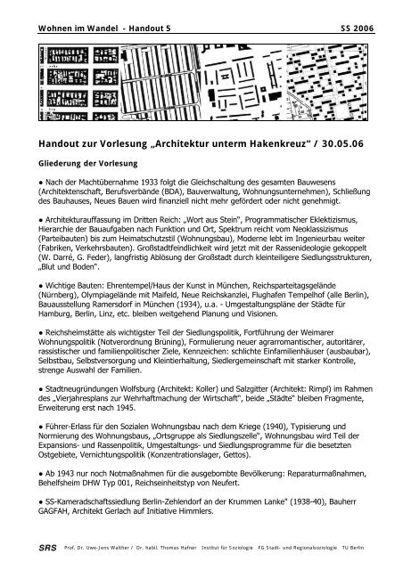 Handout Zur Vorlesung Architektur Unterm Ns In Ka De
