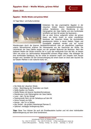 Ägypten 2010 Weiße Wüste und grünes Niltal - DIAMIR Reisebüro ...