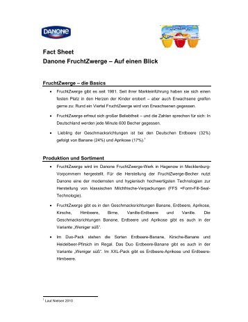 Fact Sheet Danone Fruchtzwerge - Fleishman-Hillard Germany Gmbh