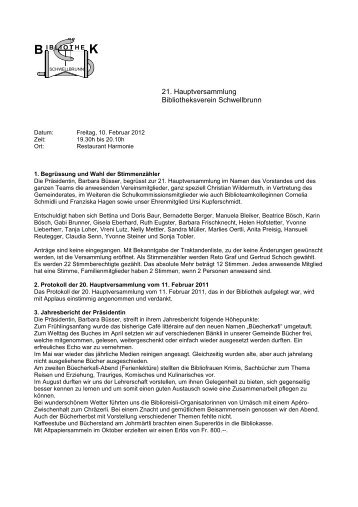 Protokoll HV - Gemeinde Schwellbrunn