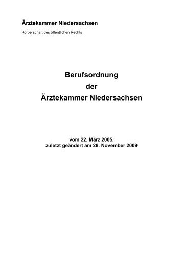 Berufsordnung der Ärztekammer Niedersachsen