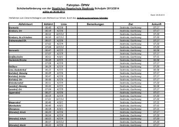 Fahrplan Schröder Hinfahrt