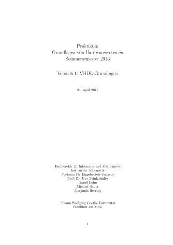 VHDL-Grundlagen - Eingebettete Systeme - Goethe-Universität