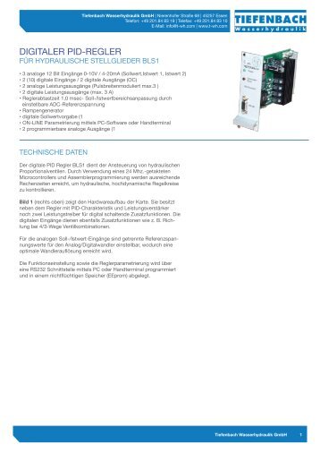 DIGITALER PID-REGLER - tiefenbach wasserhydraulik