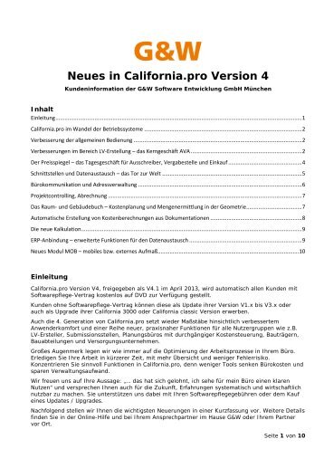 Neuerungen in California.pro V4 - G&W Software Entwicklung GmbH
