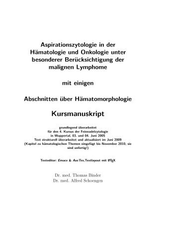 Aspirationszytologie in der Hämatologie und ... - Binder-Ventil
