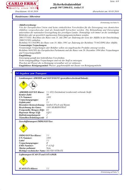 Sicherheitsdatenblatt - Carlo Erba Reagents