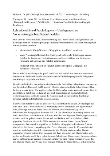 Prof. Dr. Ertle, Lehreridentität und Psychohygiene - Staatliche ...