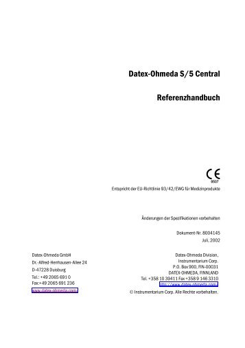 Datex-Ohmeda S/5 Central - aquis medica GmbH