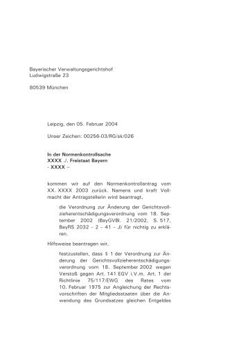 Normenkontrollbegründung Bayern - RAe Füßer und Kollegen