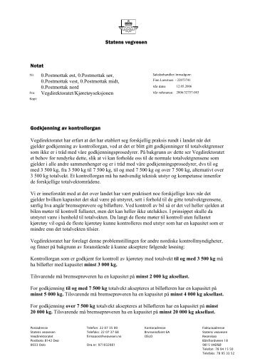 Statens vegvesen Notat 0.Postmottak øst, 0.Postmottak sør ... - MECA