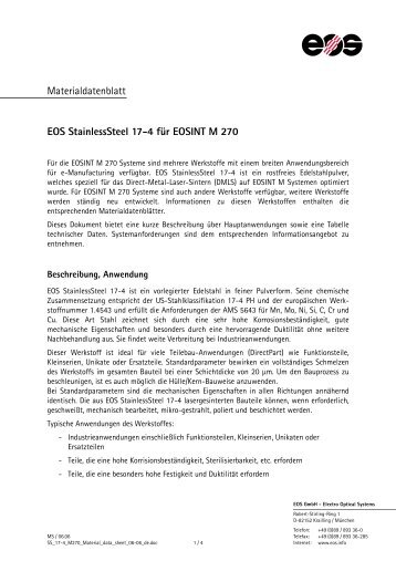Materialdatenblatt EOS StainlessSteel 17-4 für EOSINT ... - Innomia as