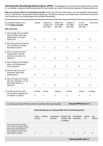 Gesamt-IPPS-Score Σ = Lebensqualität Index L= - Uro-malzev.de