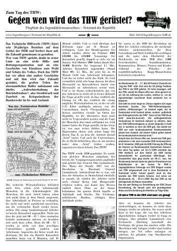 Flugblatt zum „Tag des THW“ - Notstand der Republik