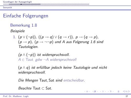 Einfache Folgerungen