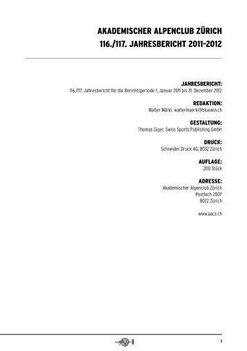 Jahresbericht 2011/2012 (PDF) - Akademischer Alpenclub Zürich