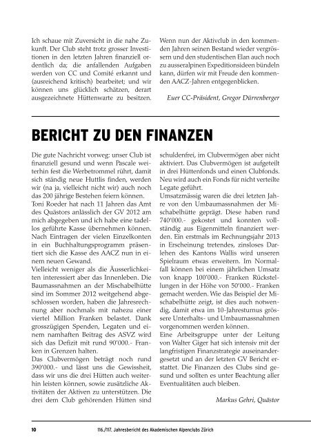 Jahresbericht 2011/2012 (PDF) - Akademischer Alpenclub Zürich