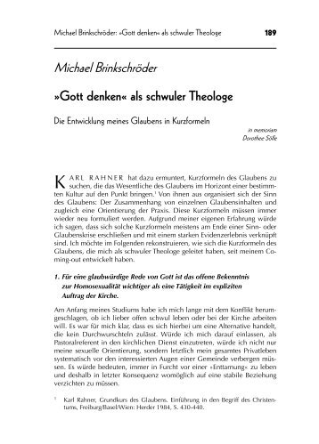 “Gott denken” als schwuler Theologe - Werkstatt Schwule Theologie