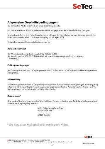 Imagebroschüre - SeTec GmbH