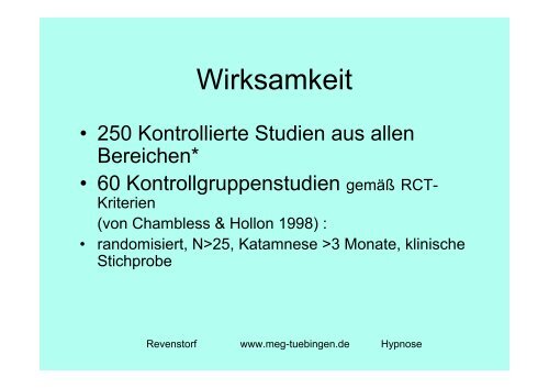 Hypnotherapie - Wirksamkeitsforschung