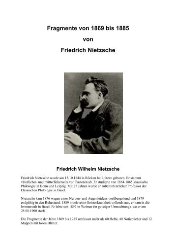 Fragmente von 1869 bis 1885 von Friedrich Nietzsche