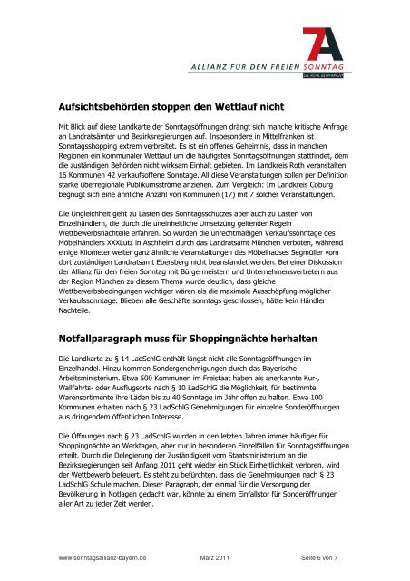 Sonntagsschutz und Ladenschluss Bayern_Sonntagsallianz März ...