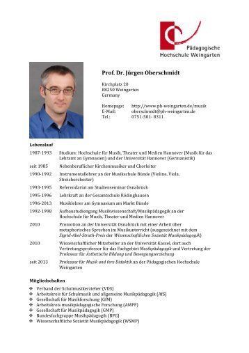 Prof. Dr. Jürgen Oberschmidt - Pädagogische Hochschule Weingarten