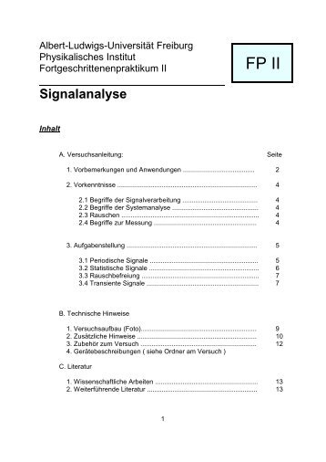 Signalanalyse - Albert-Ludwigs-Universität Freiburg