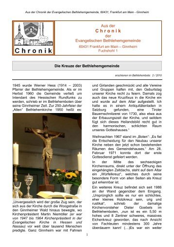 Die Kreuze in der Bethlehemgemeinde - evangelische ...