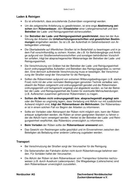 Merkblatt Rübenlogistik - Nordzucker AG