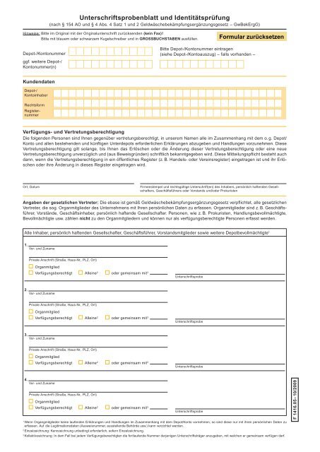 Unterschriftsprobenblatt für Firmen (EBASE) - AVL ...