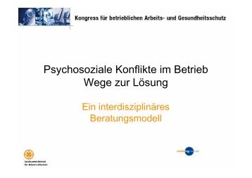 Psychosoziale Konflikte im Betrieb Wege zur Lösung - Lak-nds.net