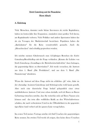 Link zum Vortrag von Prof. Dr. Albach - Erich-Gutenberg-Berufskolleg