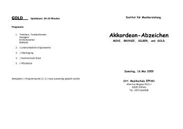 Akkordeon-Leistungsabzeichen Mini Bronze Silber Gold Aussc…