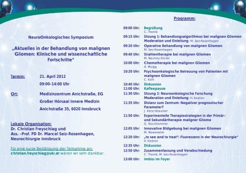 Einladung zum Neuroonkologie Symposium Innsbruck