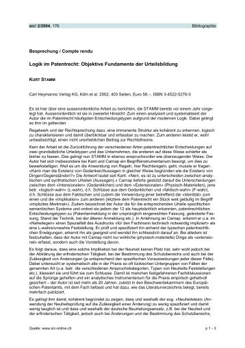 Logik im Patentrecht: Objektive Fundamente der Urteilsbildung