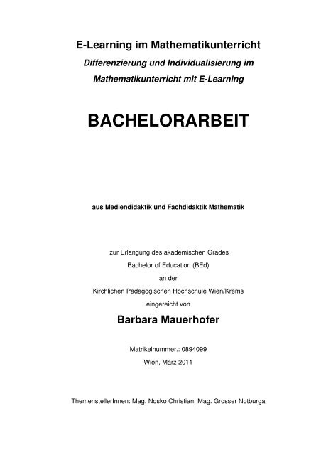 BACHELORARBEIT  Mathe Online