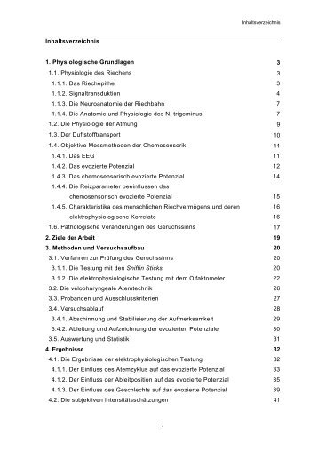 Inhaltsverzeichnis 1. Physiologische Grundlagen 3 1.1. Physiologie ...