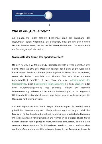 Was ist ein „Grauer Star“ - Medicent Baden